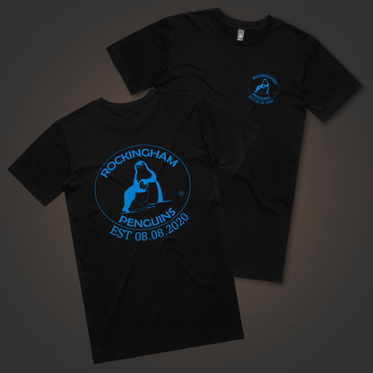 Rockingham Penguins Logo On Both Sides - Black Tee