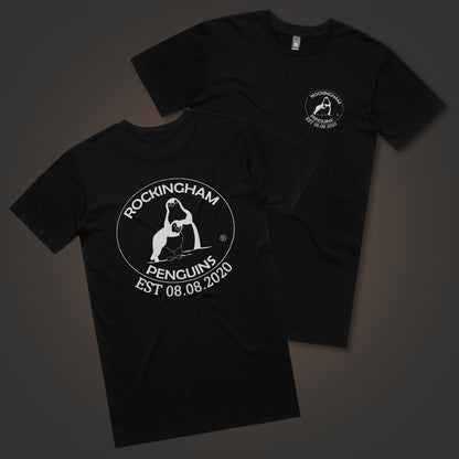 Rockingham Penguins Logo On Both Sides - Black Tee