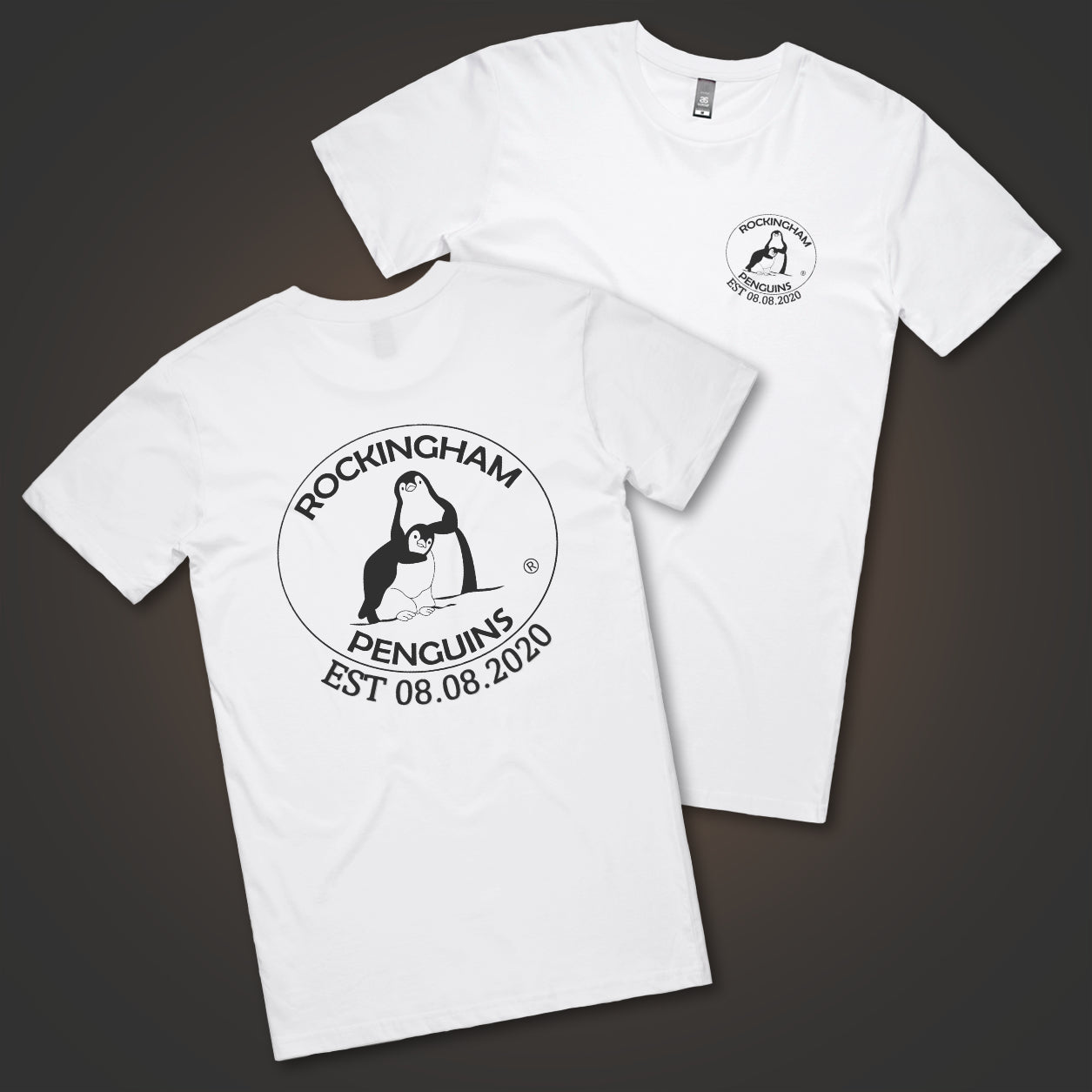 Rockingham Penguins Logo On Both Sides - White Tee